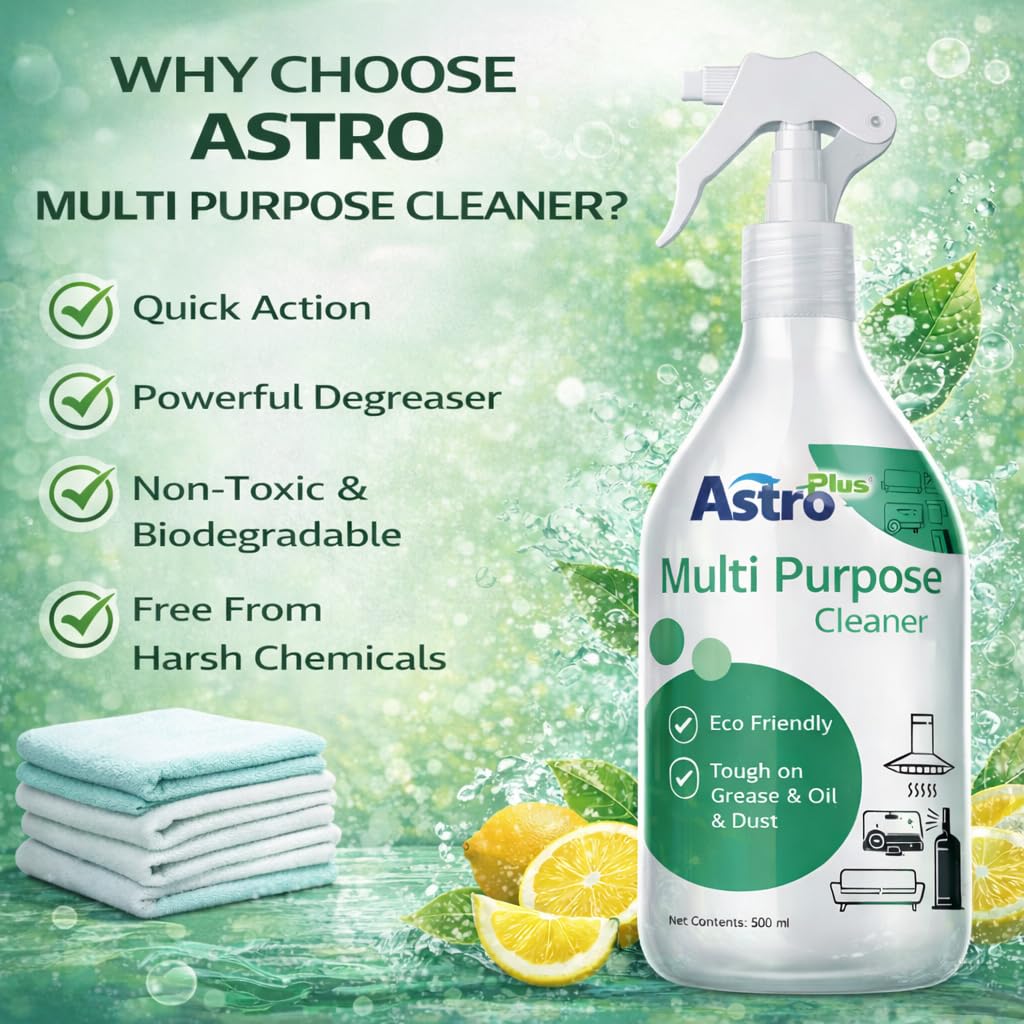 Astro Plus+ Multi Purpose Cleaner 250 ml | Powerful Degreasing Spray for Kitchen, Bathroom, Glass & Car | Tough on Grease, Oil & Dust | Eco Friendly All Surface Cleaner