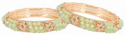 NMII Non-Precious Metal With Base Metal And Zircon Gemstone Or Colourful Beads Studded On Flower Glossy Finished Kada Set For women and Girls