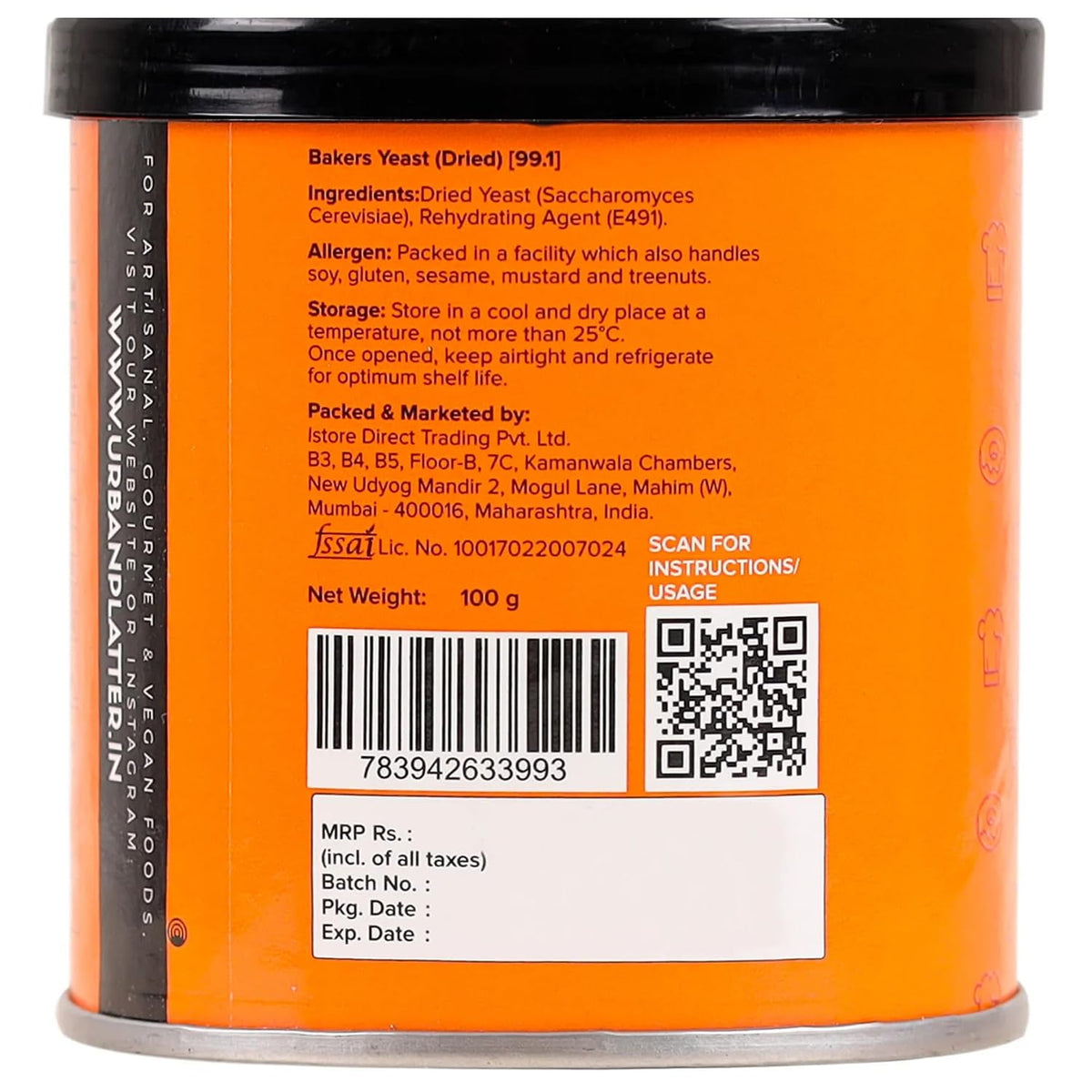 Urban Platter Baker's Active Dry Yeast, 100g