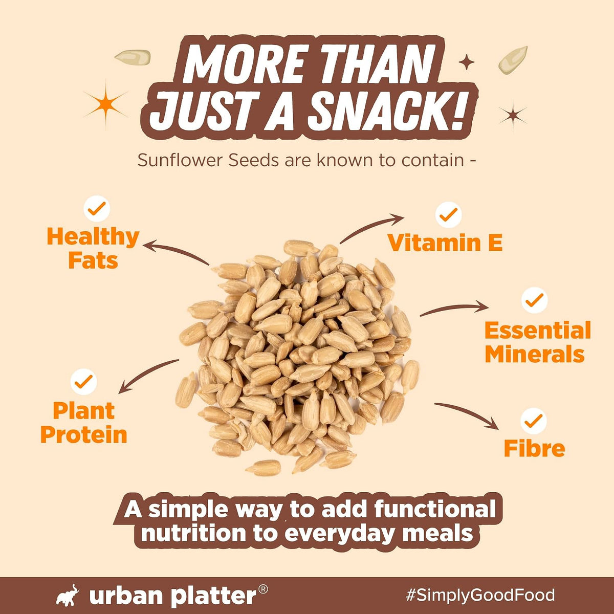 Urban Platter Sunflower Seeds, 500g (Protein & Fibre Rich | Vitamin E-Rich | Snacking, Salads & Baking)