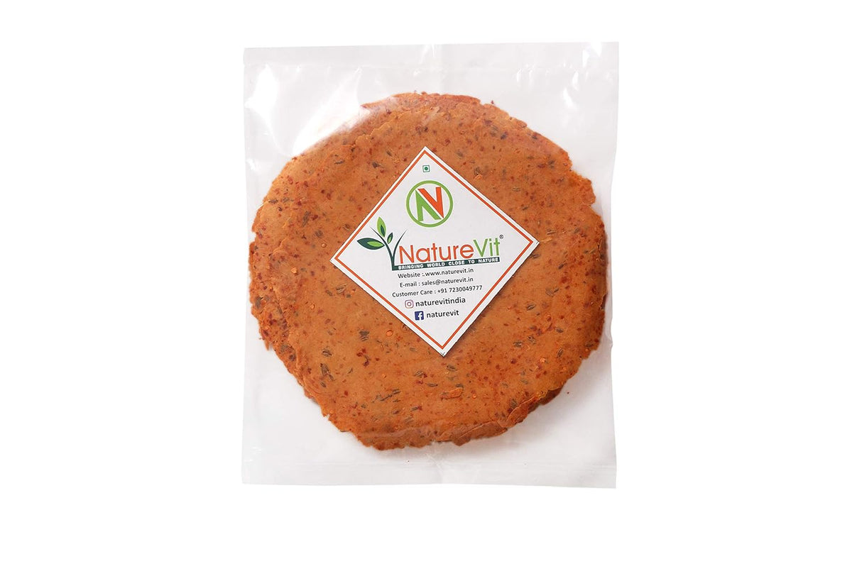 NatureVit Chana Papad 400g | Handmade Roasted Papad from Bengal Gram | Spicy & Crunchy Indian Snack | Protein-Rich Appetizer