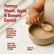 Slurrp Farm No Added Sugar Instant Wheat Apple & Banana Cereal | No Milk No Preservatives | 300g