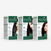 Biotique Herbcolor Conditioning Hair Colour l Ammonia Free Hair Color l 9 Organic Herbal Extracts l Natural and Healthy Shine l 50g + 110ml| Darkest Brown 3N (Pack of 3)