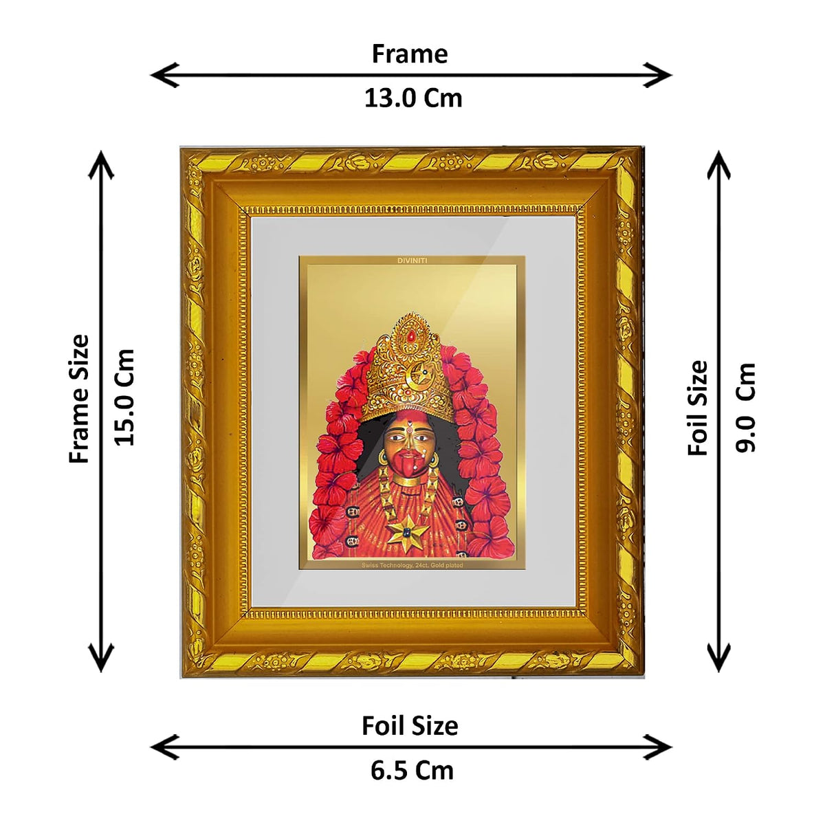 Diviniti Maa Tara Gold Plated Wall Photo Frame, Table Décor| DG Frame 103 Size 1 and 24K Gold Plated Foil| Religious Photo Frame Idol For Pooja, Gifts Items (16.5 CM X 15.5 CM)