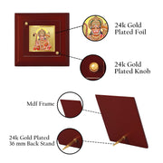 DIVINITI Lord Hanuman 24K Gold Plated MDF Photo Frame|Premium Religious Table Top Frame for Home, Office & Prayer Room|Luxury Spiritual Gift Item for Housewarming, Festive Gifting|10 x 10 CM