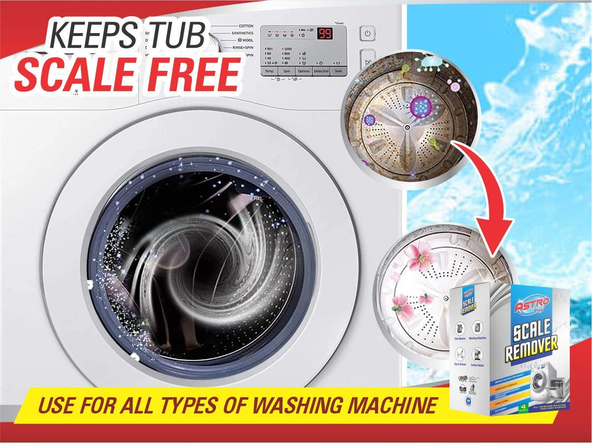 Astro Plus Scale Remover, Remover New Washing Machine Tub Cleaning Powder, Suitable For All Branded Top & Front Load Descaling (200 Grams) Mini Pack
