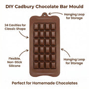 E-COSMOS® Silicone Bar Chocolate Mould Break Apart Choc Block Mould, Chocolate Color (Pack of 1) (Cadbury Design)