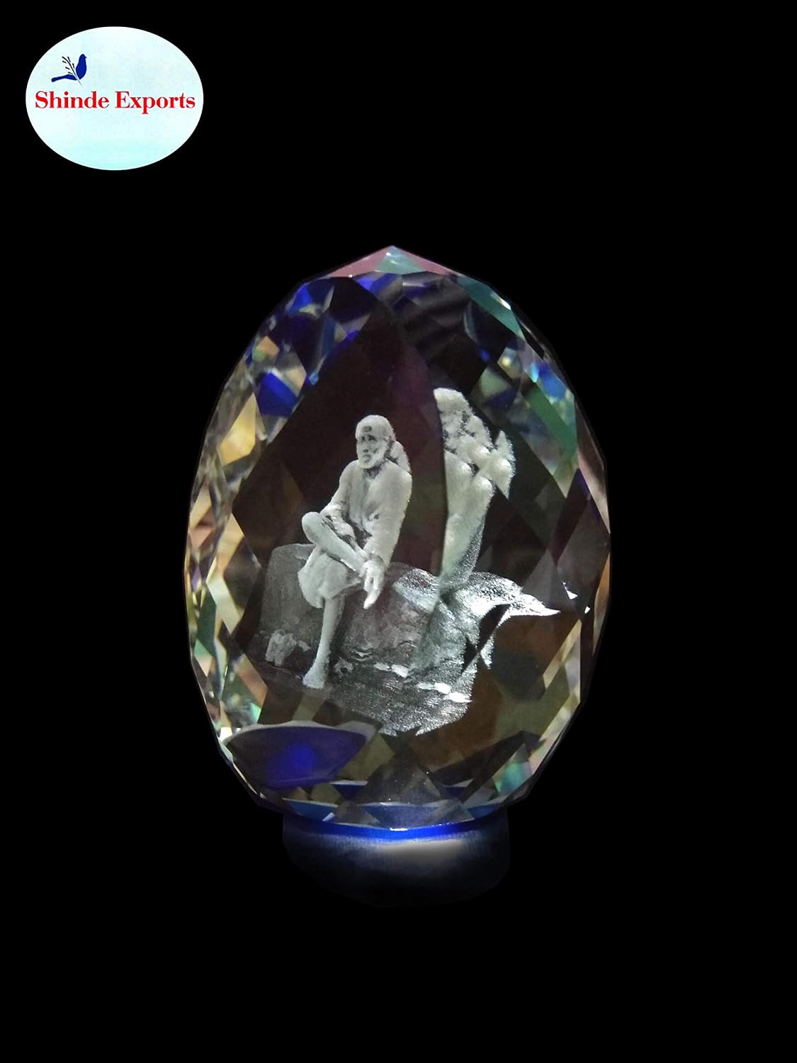 Shinde Exports Saibaba crystal idol / Saibaba idol / Saibaba crystal / saibaba idol for car dashboard 3d crystal