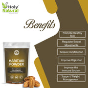 Holy Natural Haritaki Powder for Digestion and Natural Bowel Cleansing, Raw Fruit Powder, 454 gm