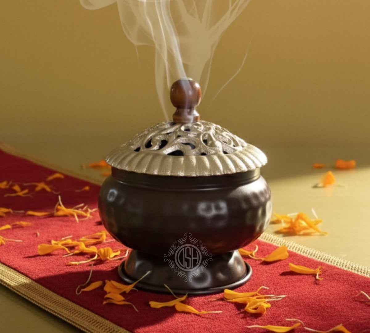 DSH Incense Burner Home Purifying Loban Dhoop Dani Dhuni for Home and Office Kapoor Dani for Puja Sambrani Dhoop Holder. (Suradhuni Silver)