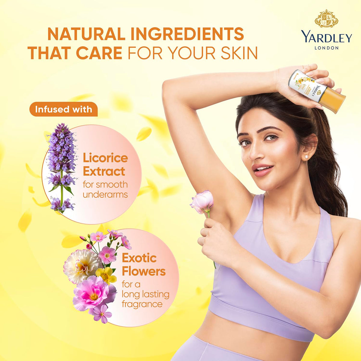 Yardley London English Blossom | Underarm Deodorant Roll On| With Licorirce Extract & Floral Extracts | Smooth & Eventoned Underarms | 72 H Long Lasting Floral Scent| 0% Alcohol & Dermat Approved | For Women | 50ml
