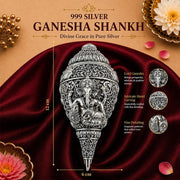 DIVINITI Antique Silver Plated Ganesh Shankh Showpiece with Gift Box|Lord Ganesha Decorative Conch for Home Temple, Pooja Room & Spiritual Decor|Religious Gift for Diwali & Housewarming|12 x 6 cm