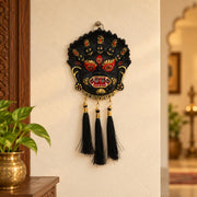 KridayKraft Kirtimukha Nazar Battu Wall Hanging with Tassels, Black Face Mask for Home Entrance, Main Door and Office Décor, Housewarming Gift.