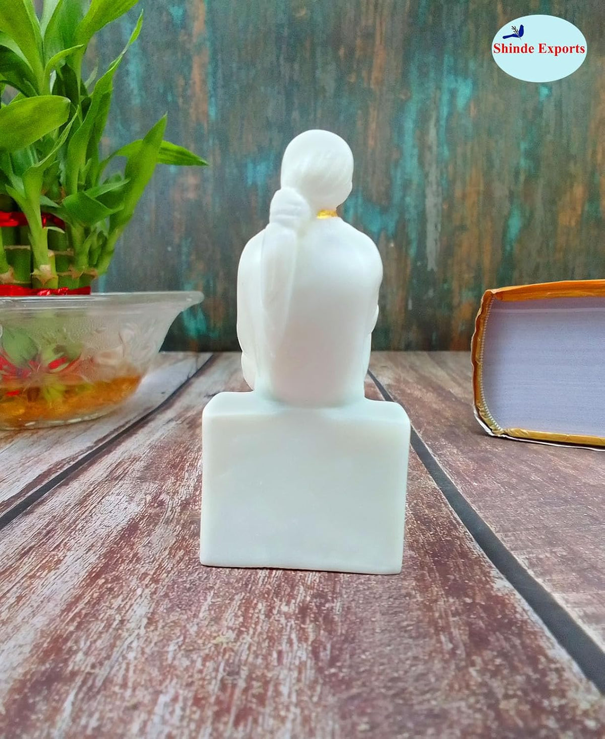 SHINDE EXPORTS White shirdi saibaba Marble Idol for Pooja Room Statue murti car Dashboard Home Murty. (9 CM)