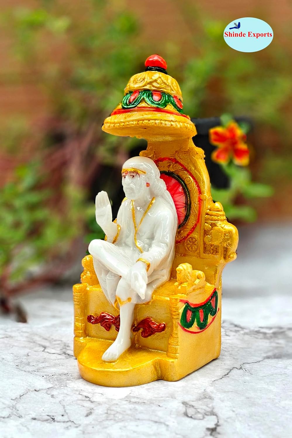 SHINDE EXPORTS shirdi saibaba Marble Idol Statue murti Home Murty for car (White, 16cm)
