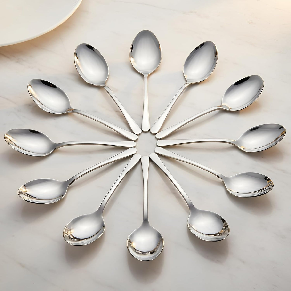 Parage 6 Pieces Stainless Steel Table Spoons Set with Round Edge, 18.5 cm, Tableware, Set of 6, Silver