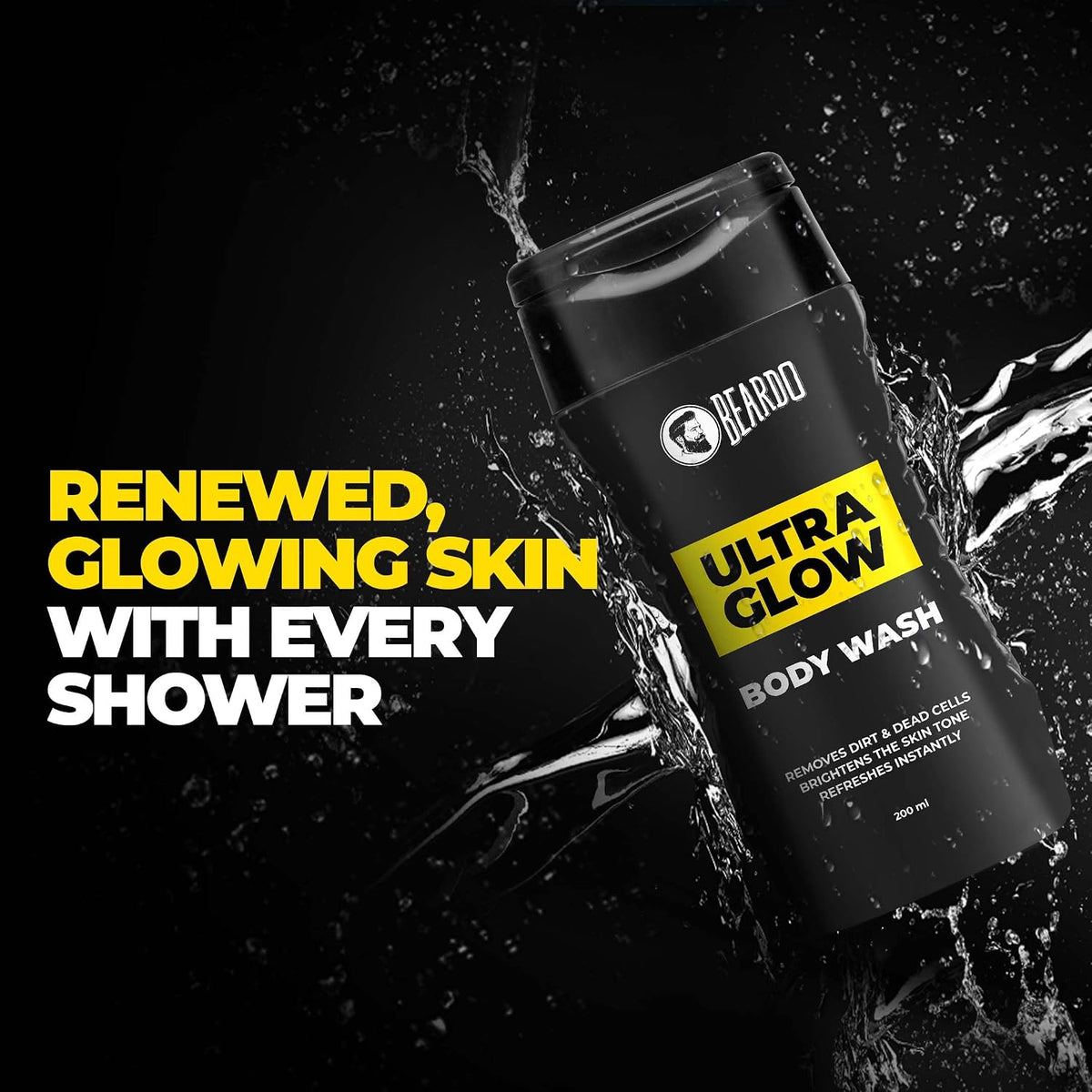 Beardo UltraGlow Body Wash for Men, 200ml | Moisturizes & Hydrates the Skin | Contains Mulberry & Bearberry Extracts for Deep Cleansing & Nourishment | Soft & Smooth Skin