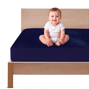OYO BABY Waterproof Double Mattress Cover | Breathable Terry Surface with 100% Waterproof TPU Backing | 360° Elastic Bed Protector for Baby, Kids & Everyday Use | 72x72 Inch (6 x 6 Ft) -Dark Blue