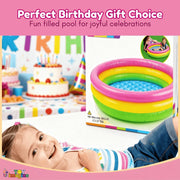 Toy Imagine 4 ft Round Inflatable Baby Pool – Sunset Glow 3 Ring Swimming Pool with Double Quick Air Pump | Mini Water Bath Tub for Kids | Swimming & Water Fun | Holi