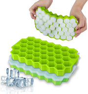 E-COSMOS® Flexible Silicone Honeycomb 37 Cavity Ice Cube Trays for Freezer with Lid Silicone Ice Cube Tray withMoulds Small Cubes Whiskey Fridge Bar Soft Ice Cube Tray (POF 1)