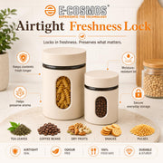 E-COSMOS® 500 ml Plastic Kitchen Storage Container Pack of 2 - Airtight Oval Container with Clear Window for Snacks, Tea, Coffee & Dry Fruits (Multicolor) (Pack Of 2, 500, Milliliters)
