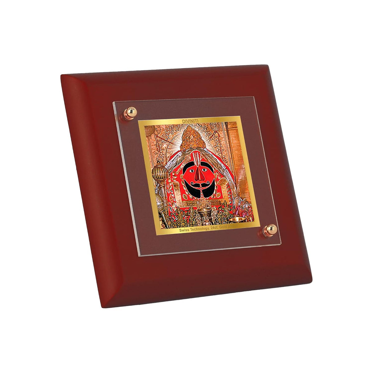 DIVINITI Salasar Balaji 24K Gold Plated MDF Photo Frame|Premium Religious Table Top Frame for Home, Office & Prayer Room|Luxury Spiritual Gift Item for Housewarming, Festive Gifting|10 x 10 CM
