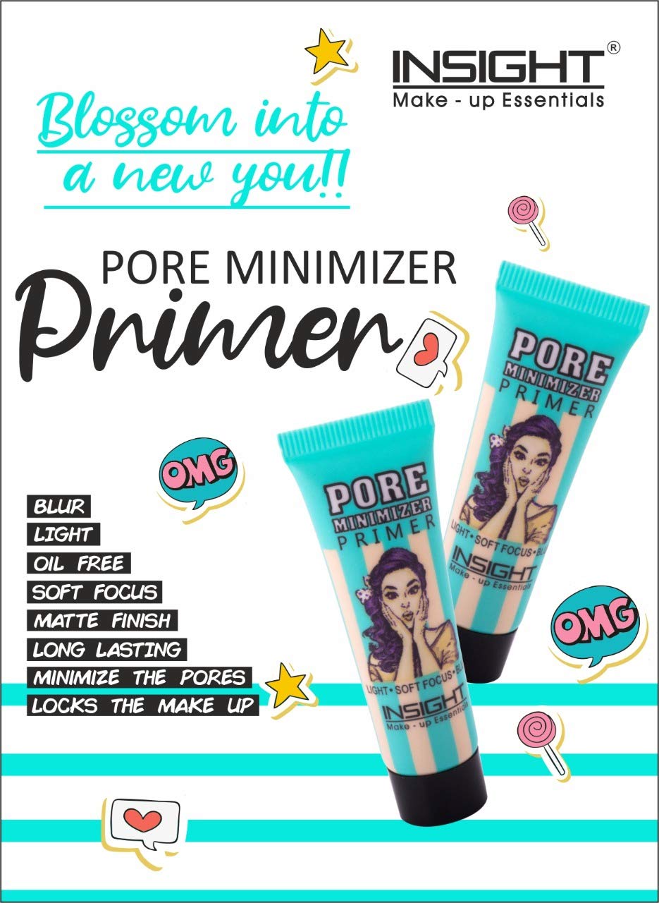 Insight Cosmetics Pore Mnimizer Primer |Primer For Face Makeup | Pores and Fine lines minimizer | Hydrating and moisturising | Infused with Aloe Vera | Silk Matte Finish (10 ml) (Pack of 3)
