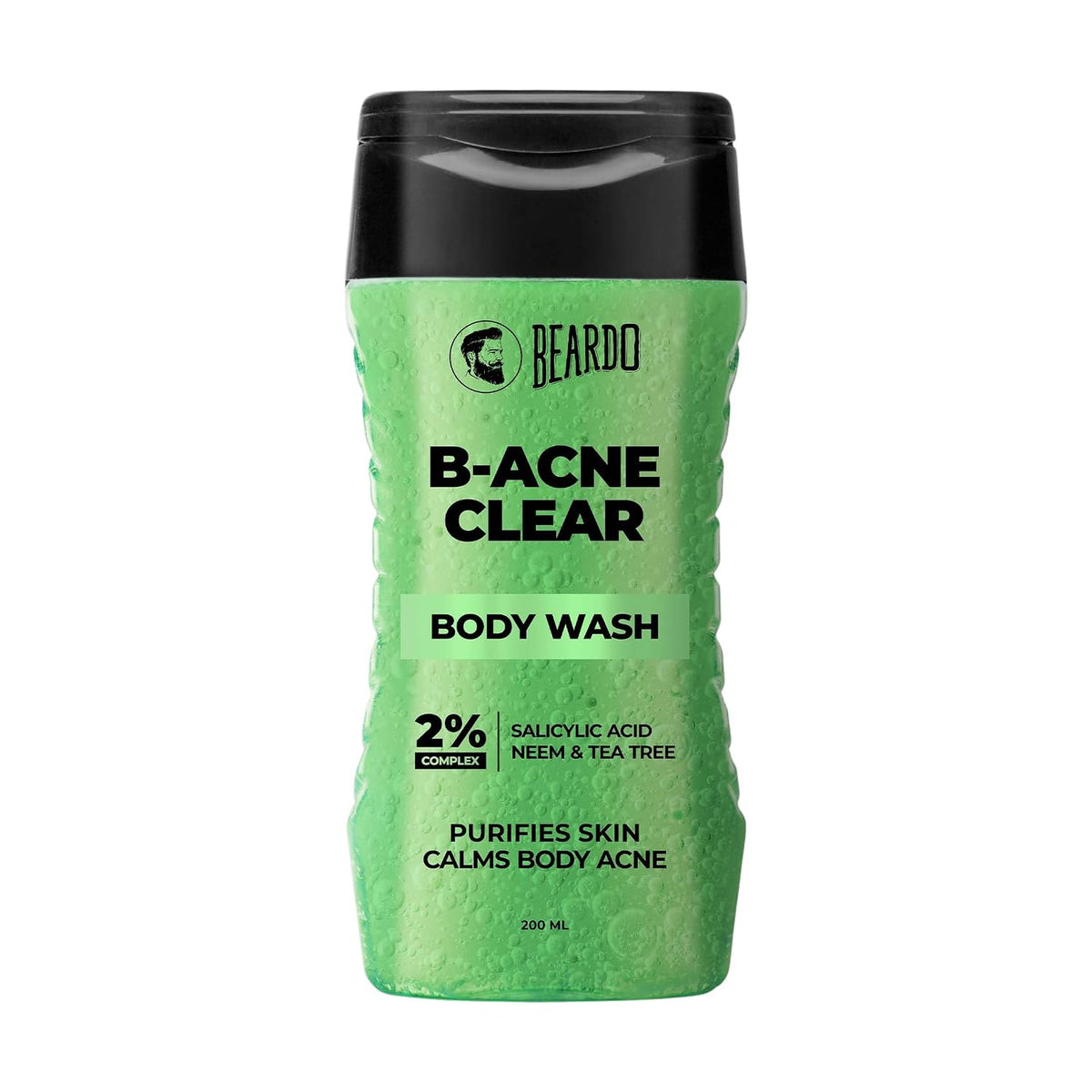 Beardo Body Acne Clear Body Wash for Men 200 ml | With Neem, Tea Tree and Salicylic Acid | Clean Clear Skin | For Body Acne and Skin Purification | B-acne