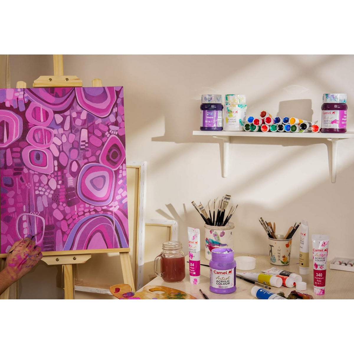 Camel 805721 Kokuyo Acrylic Color Box - 9ml Tubes, 12 Shades