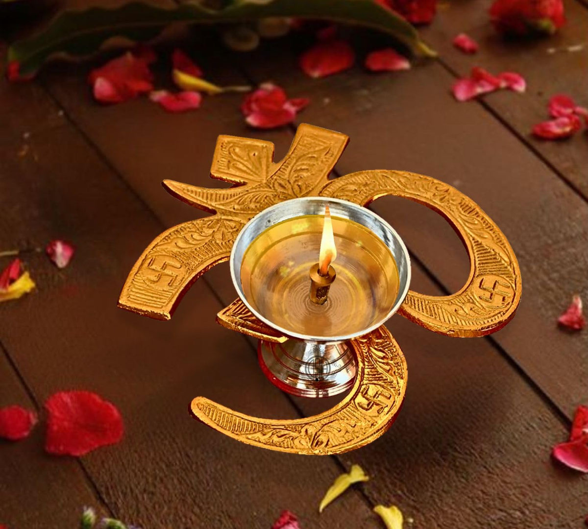 DSH Om Symbol Diya Oil Lamp for Puja Home Office Mandir Akhand Jyot Diya Deepak for Diwali Festival Gift Item .
