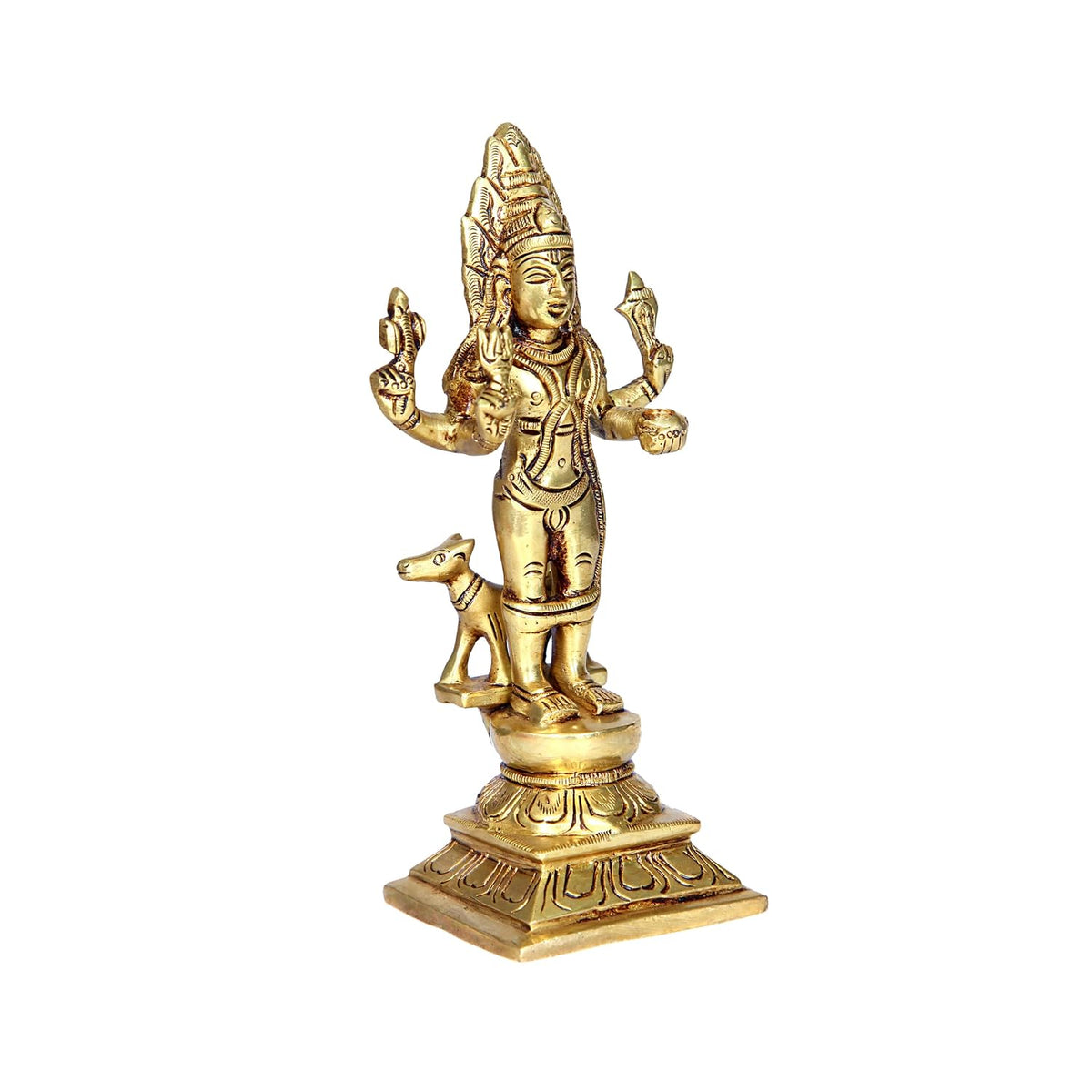 Aalayam Selveer Kaal Bhairav Idol | Kala Bairava Idol | Kalabhairava Idol Brass | Kala Bairavar Statue Brass 16 CM Height, Gold Colour 1 No