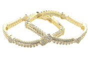 NMII Latest CZ American Diamond Leaf Alloy Metal Bangles Premiun Kada For Women & Girls | Latest Cubic Zirconia Girls' Bangles Bracelet | Trendy Kangan Stylish Women's Bangles Diamond-Set of 2 Bangle