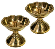 DSH Brass Diya with Stand Diya Oil Puja Lamp Oil Lamp for Home Temple Pooja Articles Decor Gifts. (2.5 Inch)