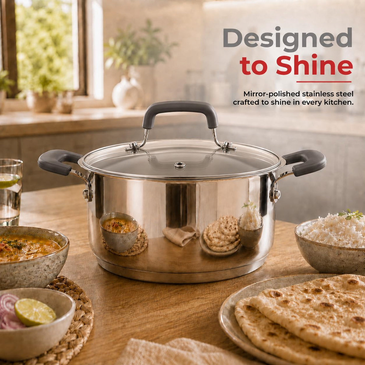 Vinod Tivoli Stainless Steel Saucepot with Glass Lid - 16 cm