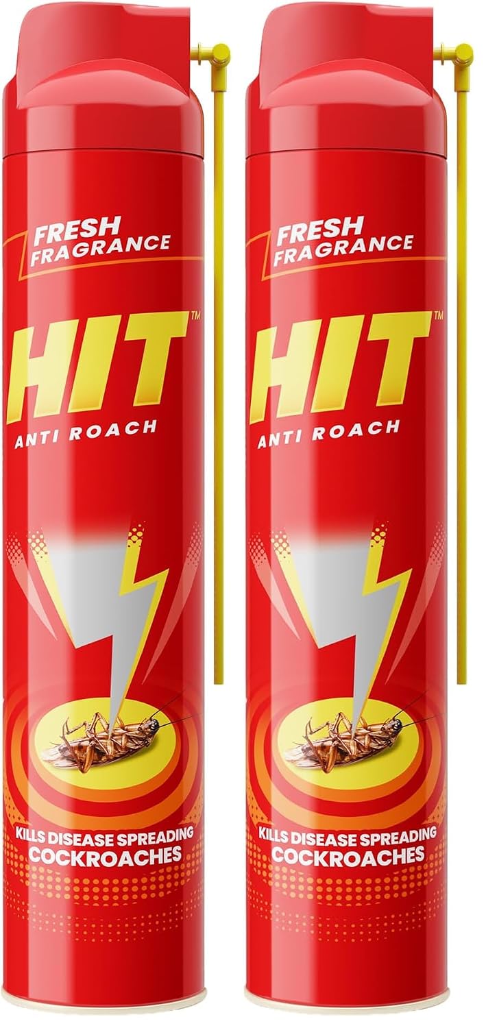 HIT Crawling Insect Killer – Cockroach Killer Spray (400ml) | Instant Kill | Deep-Reach Nozzle | Fresh Fragrance (Pack of 2)