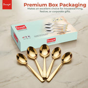 Parage 6-Piece Stainless Steel Golden Spoon Set, 16 cm, Premium Gold Cutlery for Home, Kitchen & Dining, Luxury Tableware Gift