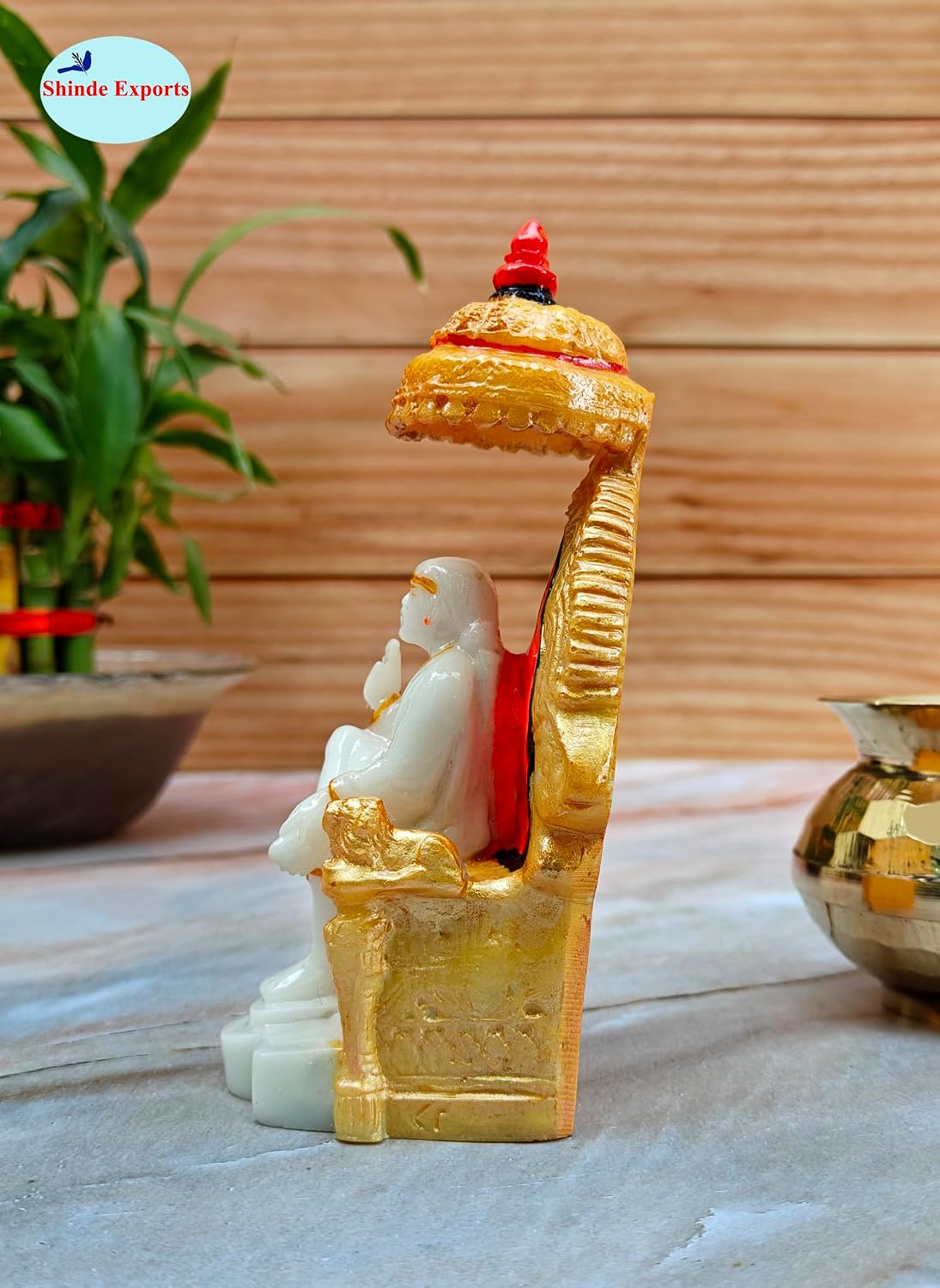 SHINDE EXPORTS shirdi saibaba Marble Idol Statue murti Home Murty for car (White, 14.5cm)