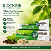 Biotique Clove & Tulsi Complete Care Toothpaste - 100% Pure & Natural Ayurvedic Treatment for Gums & Teeth - 140gm (Pack of 3)