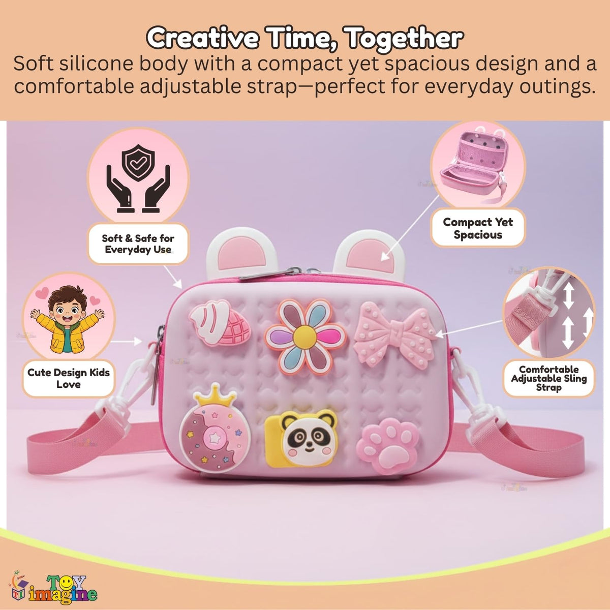 Toy Imagine Crossbody Sling Bag for Boys & Girls | Trendy Side Bag/Side Purse for Daily Use | Lightweight Shoulder & Cross-Body Side Bag for Women and Kids