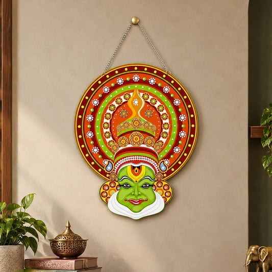 Artvibes Kathakali Cultural Dance Wooden Wall Hanging Art Item For Living Room | Traditional Artwork | Wall Art For Hall | Wall Poster | Graphic Art | Ethnic Wall Decor | Gift Items (WH_8607N)