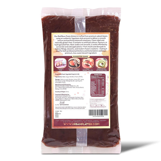Urban Platter Red Bean Paste (Anko), 500g (Made with Adzuki Beans | Smooth & Less Sweet | Ready-to-Use Filling for Mochi, Dorayaki, Taiyaki & Baking)