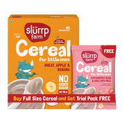 Slurrp Farm No Added Sugar Instant Wheat Apple & Banana Cereal | Free Strawberry Cereal Trial Pack | 300g