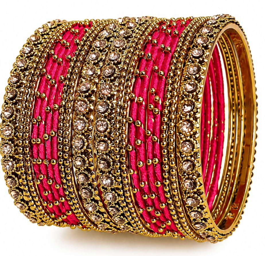 NMII Red Metal Bangle Set for Women