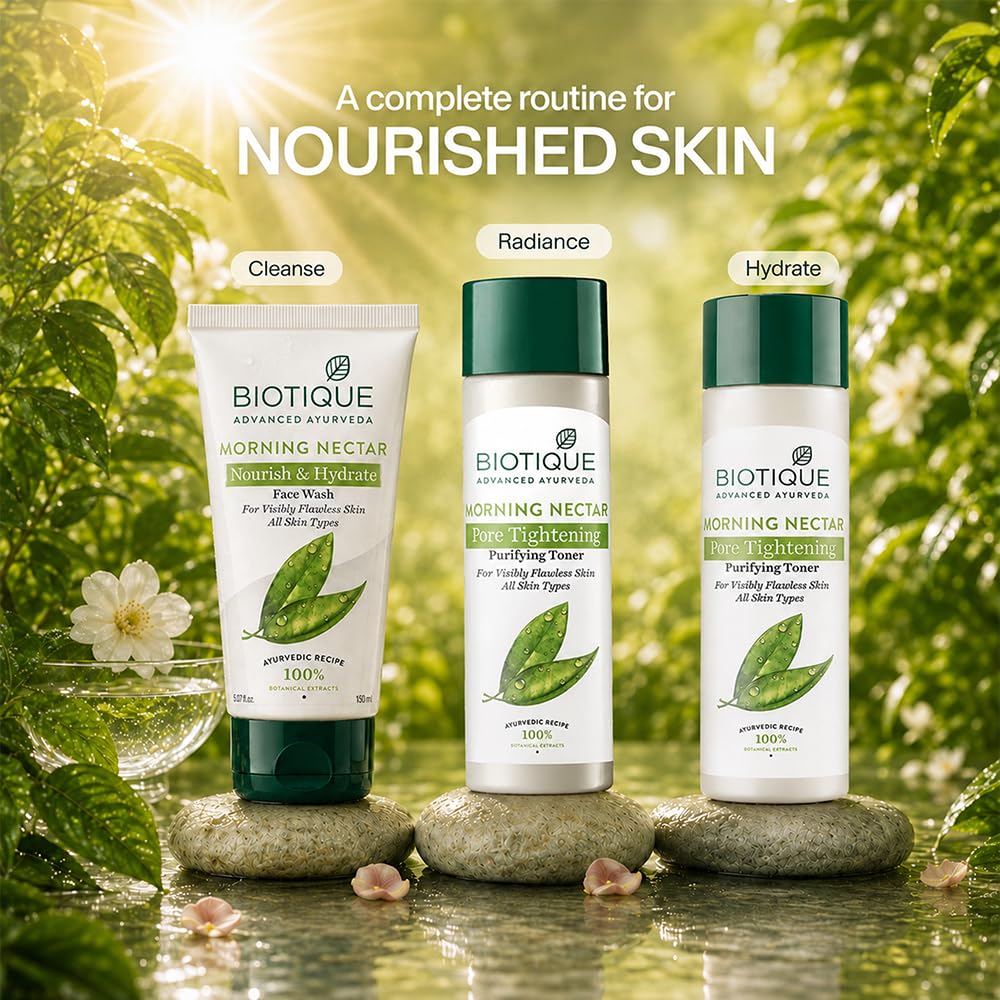 Biotique Morning Nectar Flawless Skin Moisturizer l Prevents Dark spots, Blackheads and Blemishes l Visibly Flawless Skin l Nourishes and Hydrates Skin l All Skin Types l 120ml