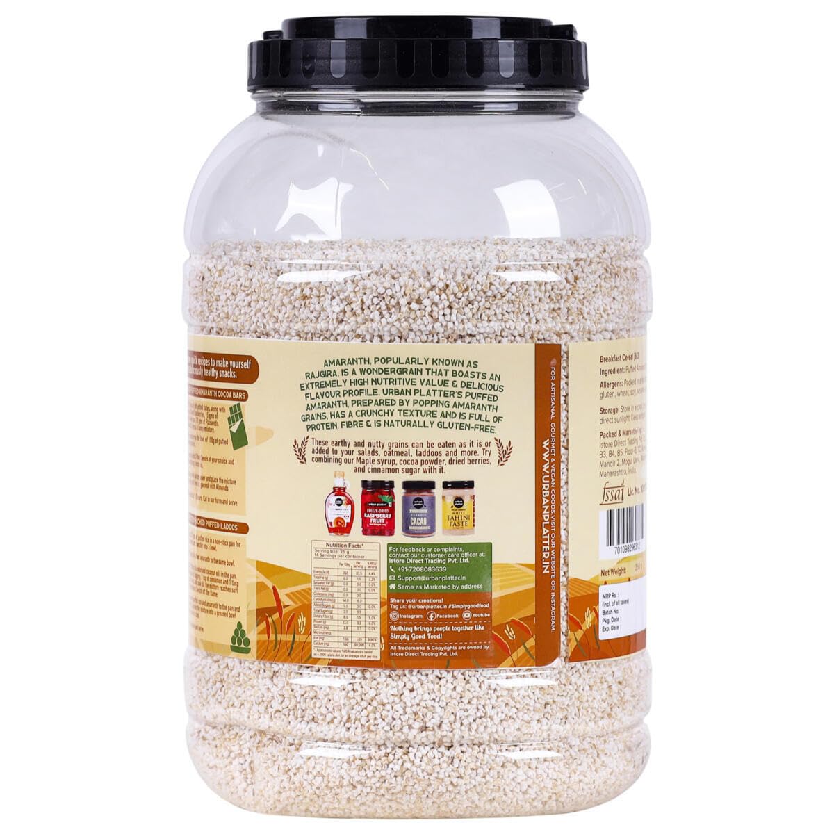 Urban Platter Puffed Amaranth, 200g (Rajgira | High in Protein & Fibre | Healthy Puffed Snack | Gluten-Free)