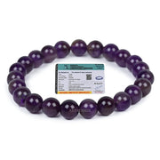 Astrodidi Natural Certified Amethyst Stone Bracelet for help in Promoting Calmness, Relieving Stress and Enhancing Spiritual Awareness | Reiki Feng-Shui Healing Crystal Gemstone Bracelet for Men and Women