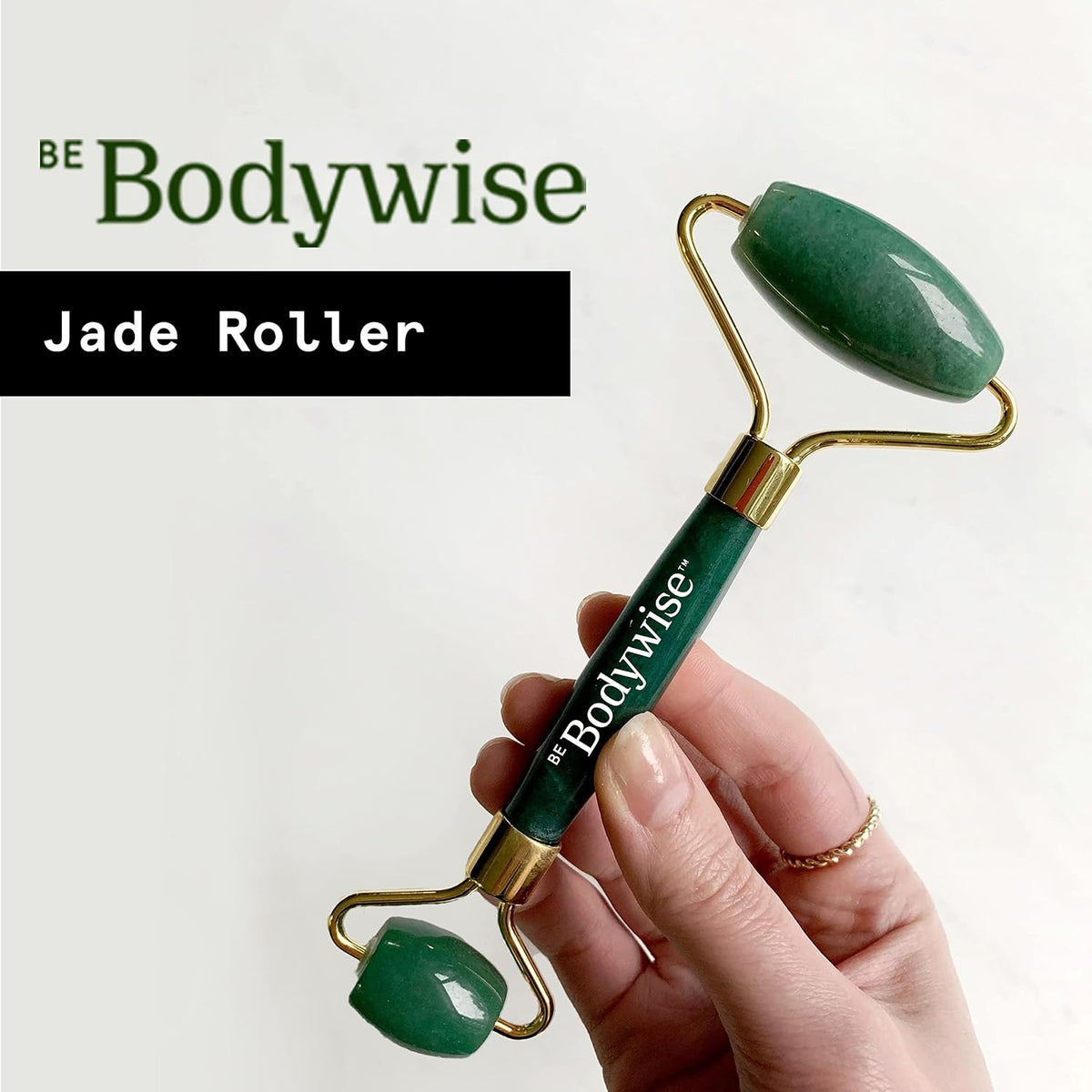 Be Bodywise Jade Roller Massager | 100% Natural Jade Face Roller | Tightens Skin, Reduces Wrinkles & Improves Blood Circulation | Best for Serum Application | Double Sided for Toning & Firming Face