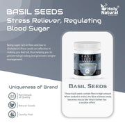 Holy Natural Basil Seed (454gm) Tukmaria, Sabja Seeds, For Salad Dressing, Pasta Topping, Juice, Milk Shake & Cold Drink. Best for Dental Health, Weight Management, Blood Sugar, and Bones.