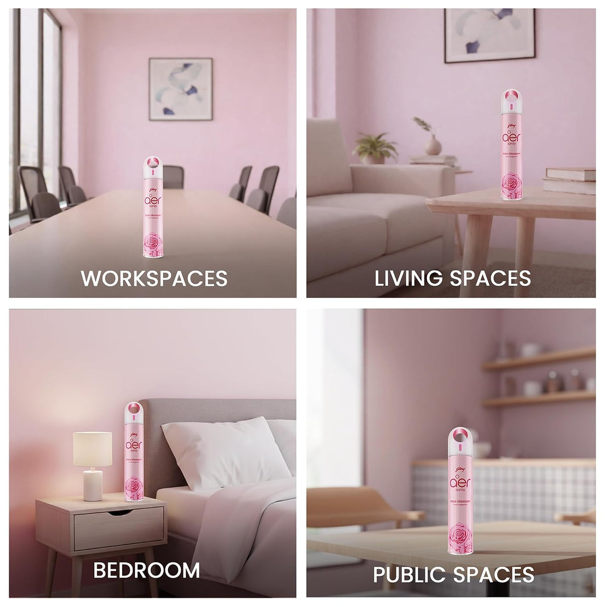 Godrej aer Spray | Room Freshener for Home & Office - Rose Blossom (180 ml) | Long-Lasting Fragrance