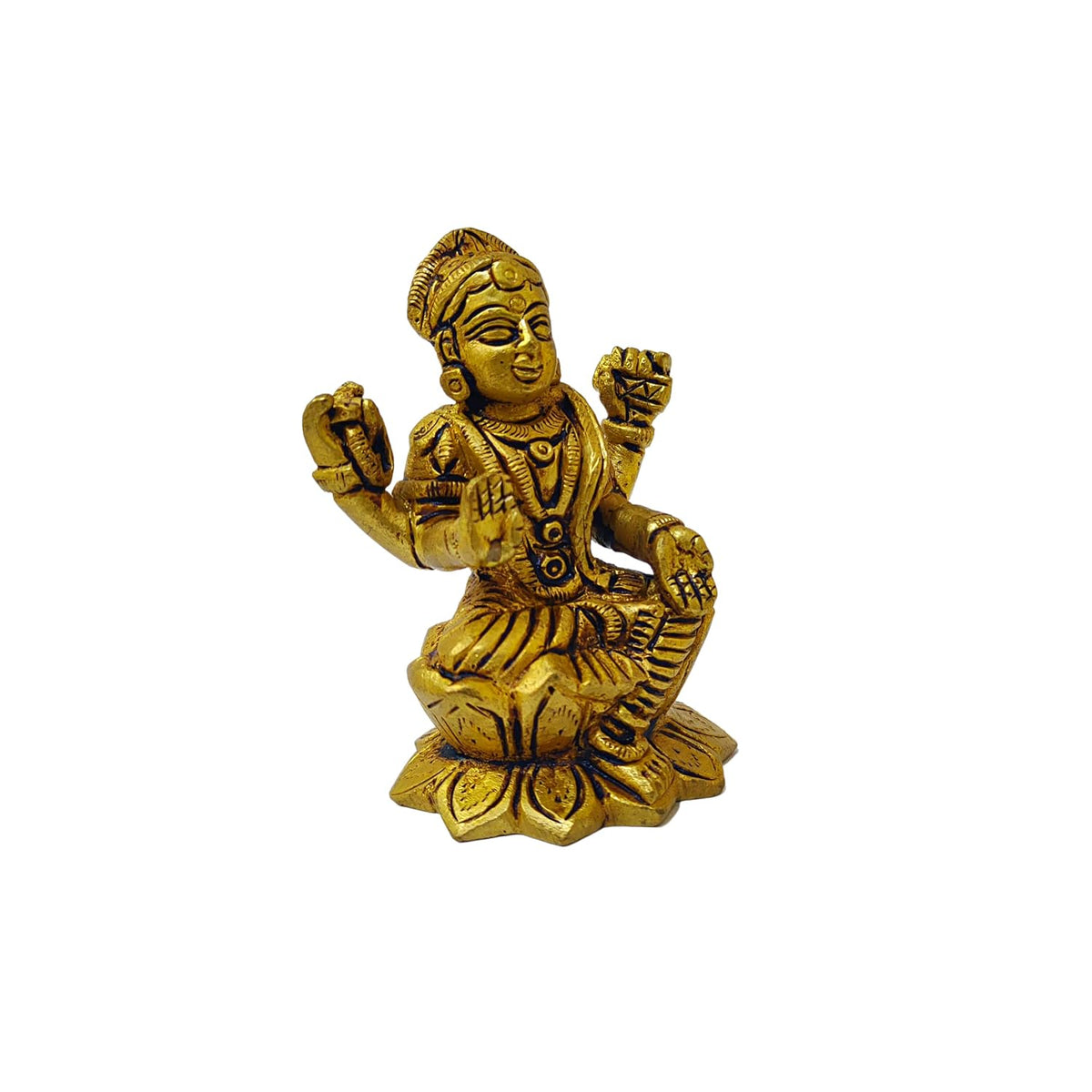 Aalayam Selveer Balambigai Statue Mini| Bala Tripura Sundari Idol Mini | Mini Balambika Idol Brass 7.5 cm Height Brass Gold Colour 1 Piece